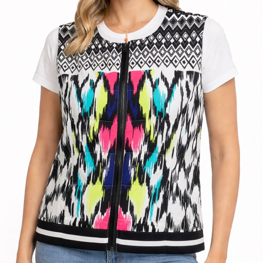 Ruby Rd Black White Colorful Lightweight Vest